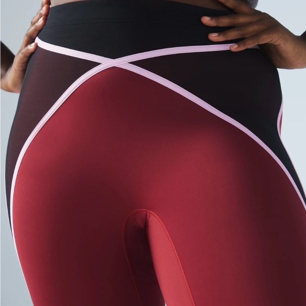 Fenty Beauty Red and Black Leggings with Pink Accents